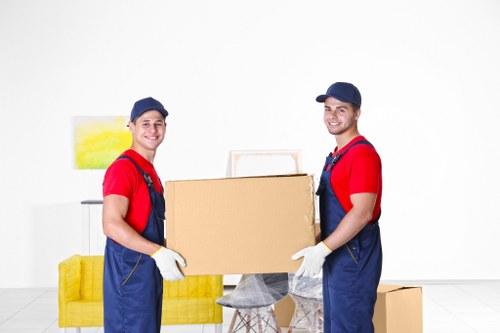 Van moving team using protective equipment during a Palmers Green move